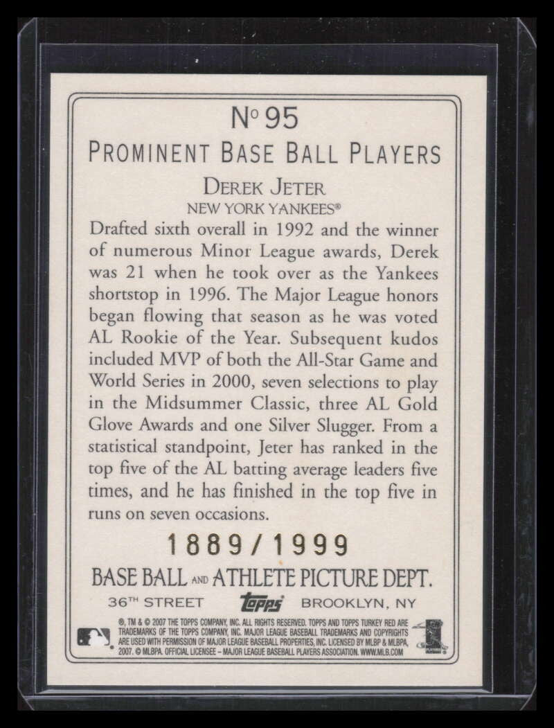 2007 Topps Turkey Red Chrome 95 Derek Jeter 1889/1999