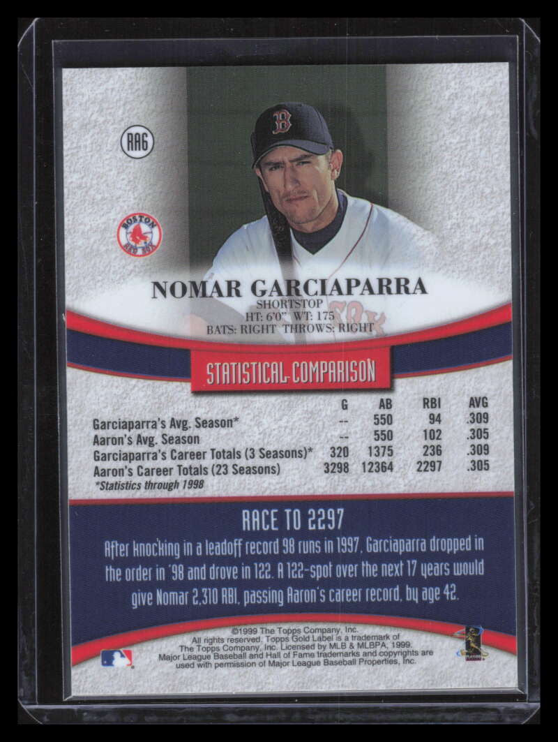 1999 Topps Gold Label Race to Aaron Black ra6 Nomar Garciaparra