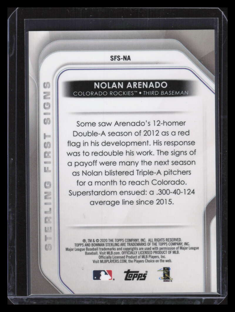 2020 Bowman Sterling Sterling First Signs SFSNA Nolan Arenado 77/99