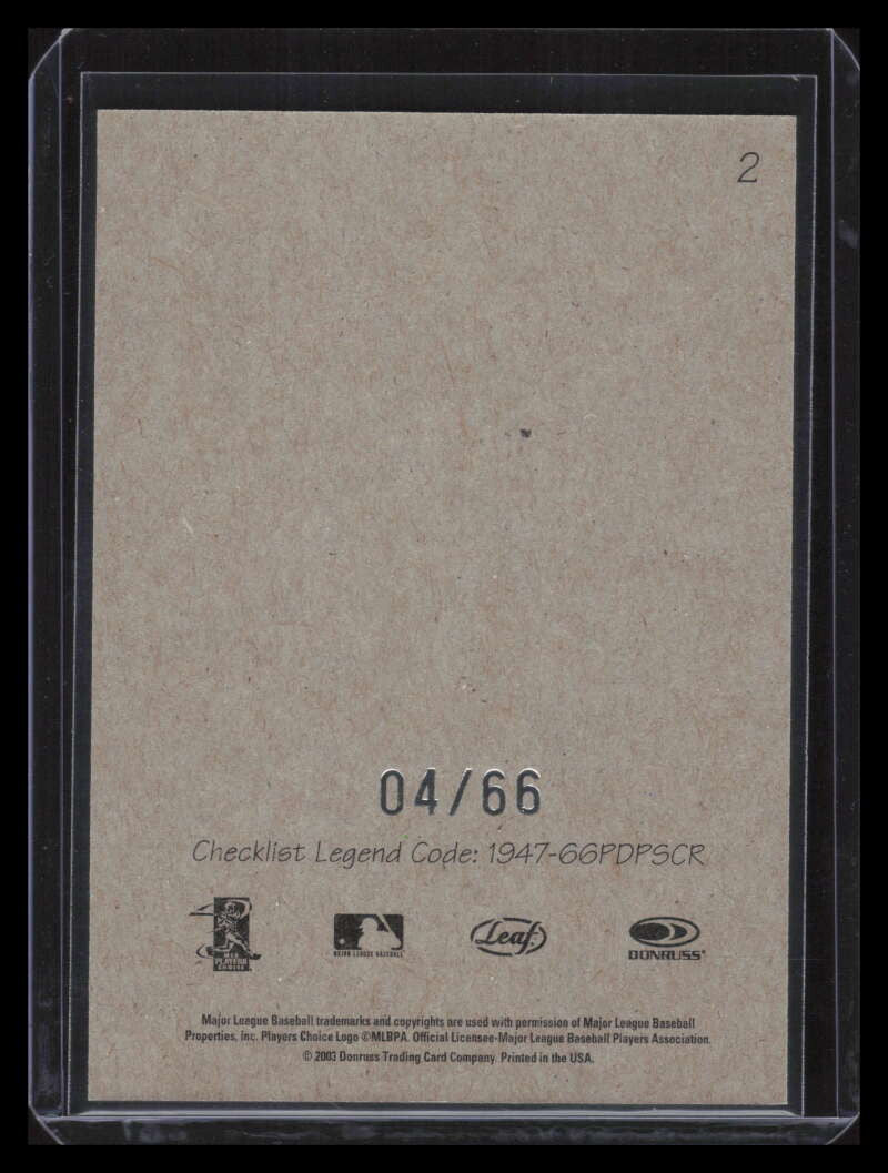 2004 Leaf Exhibits 1947-66 Printed by Donruss-Playoff Print 2 Albert Pujols 4/66