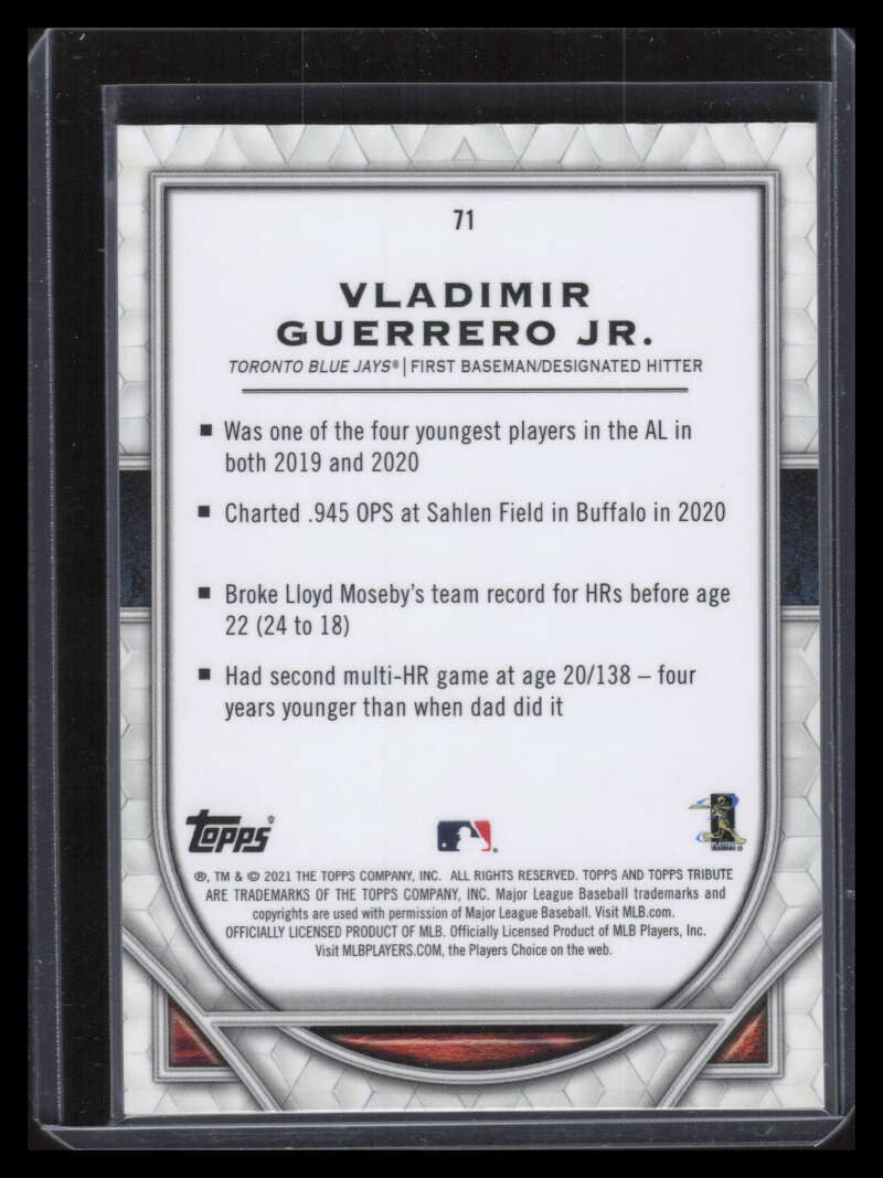 2021 Topps Tribute Green 71 Vladimir Guerrero Jr. 81/99