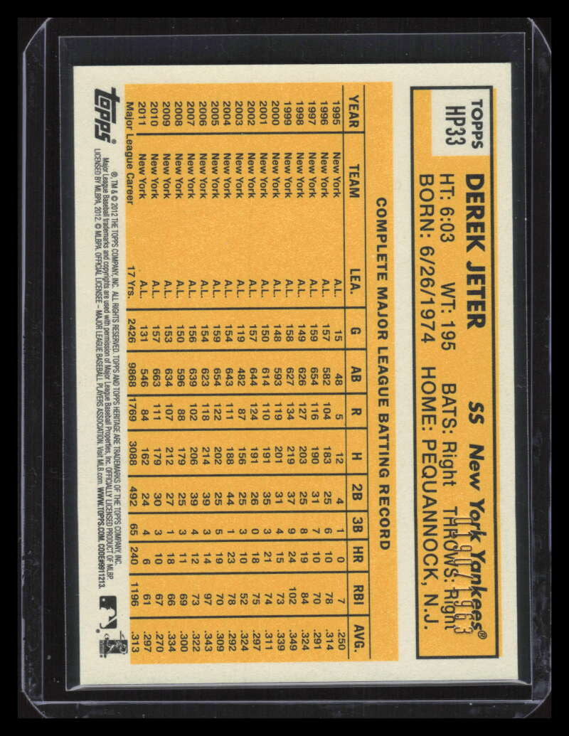 2012 Topps Heritage Chrome hp33 Derek Jeter 190/1963