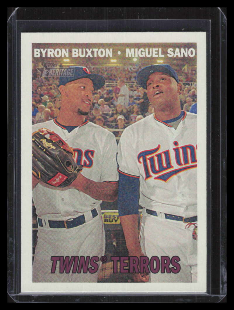 SOLD 139214 2016 Topps Heritage Red Back 334 Twins Terrors Miguel Sano Byron Buxton