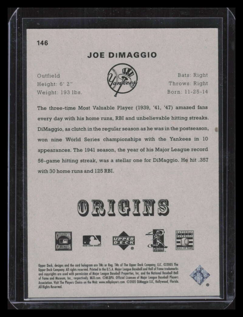 2005 Origins Gold 146 Joe DiMaggio 6/20