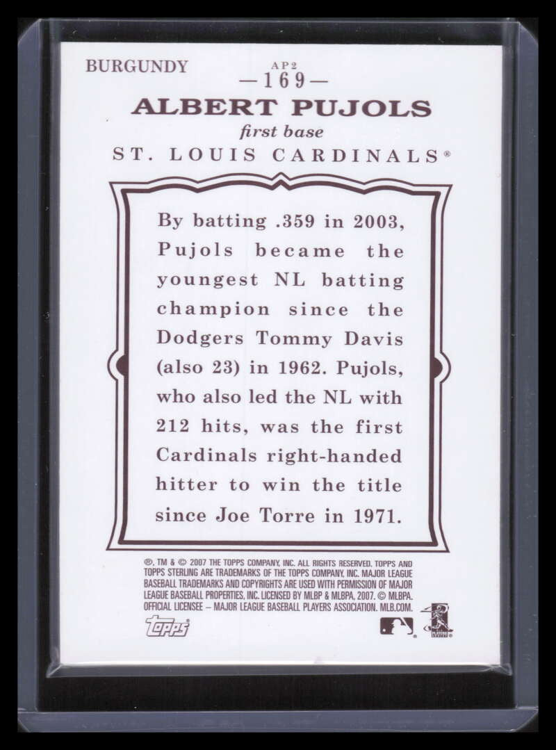 2007 Topps Sterling Framed Burgundy 169 Albert Pujols 2/14