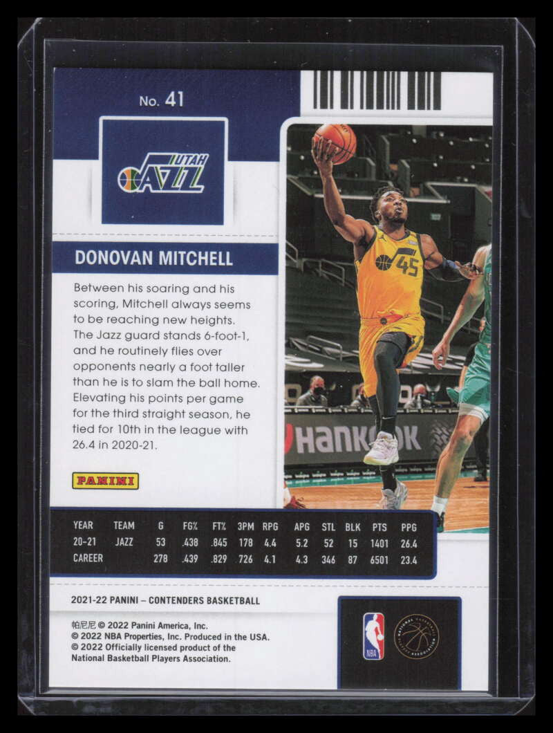 2021-22 Panini Contenders Semifinal Ticket 41 Donovan Mitchell 48/99
