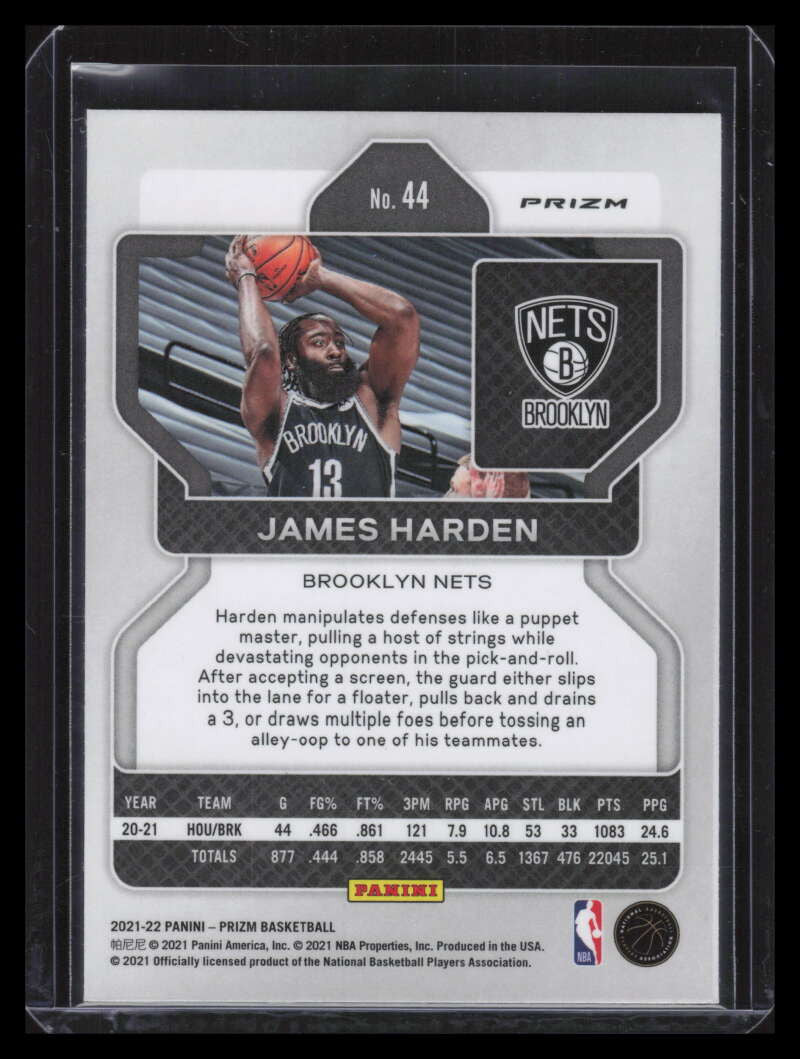 2021-22 Panini Prizm Prizms Choice Blue Yellow and Green 44 James Harden 133299