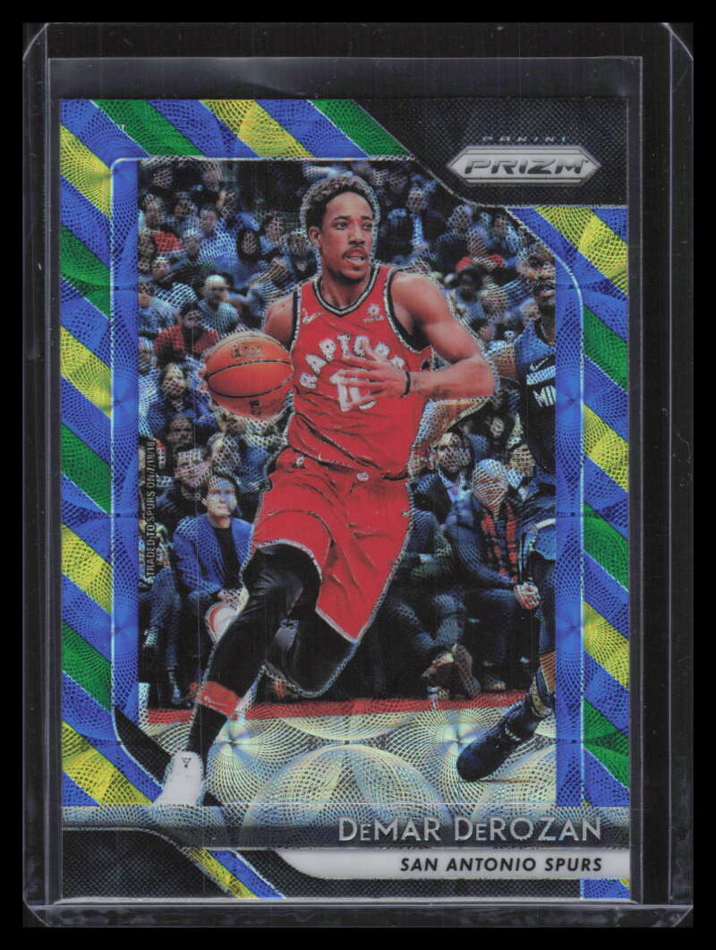 2018-19 Panini Prizm Prizms Choice Blue Yellow and Green 271 DeMar DeRozan