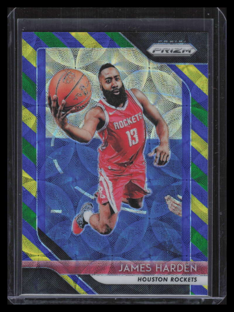 2018-19 Panini Prizm Prizms Choice Blue Yellow and Green 34 James Harden