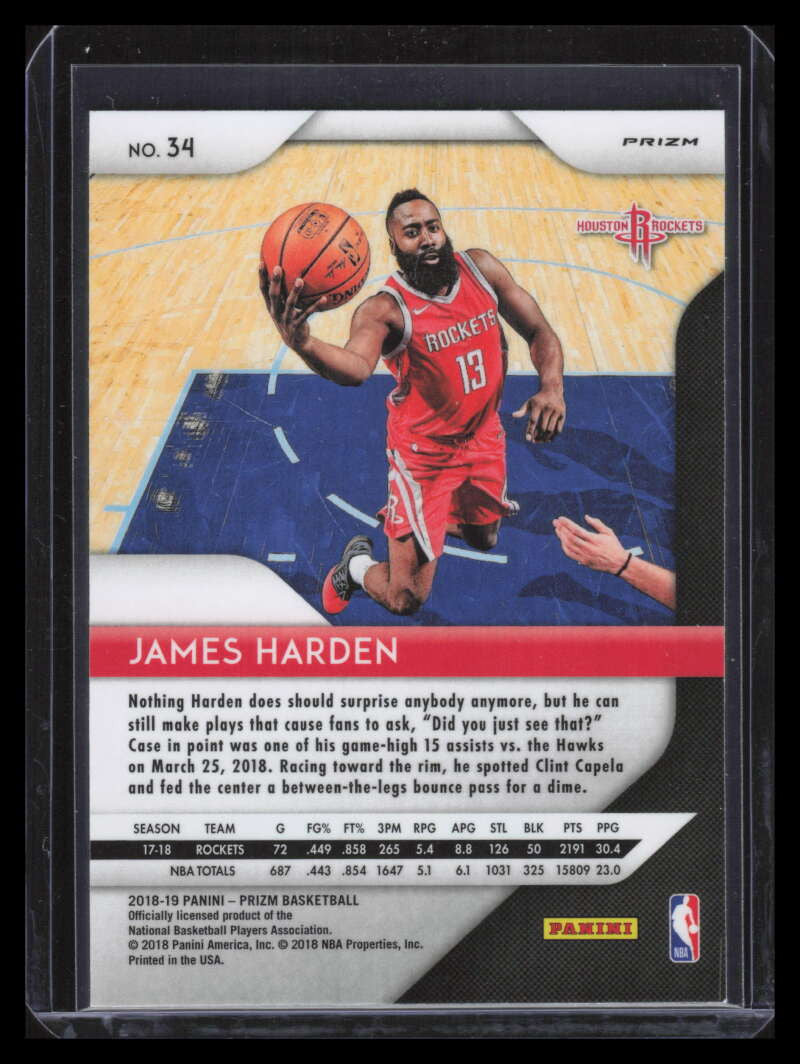2018-19 Panini Prizm Prizms Choice Blue Yellow and Green 34 James Harden