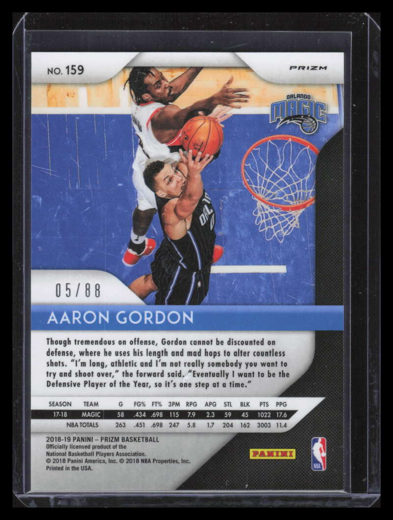 2018-19 Panini Prizm Prizms Choice Red Refractor 159 Aaron Gordon 5/88
