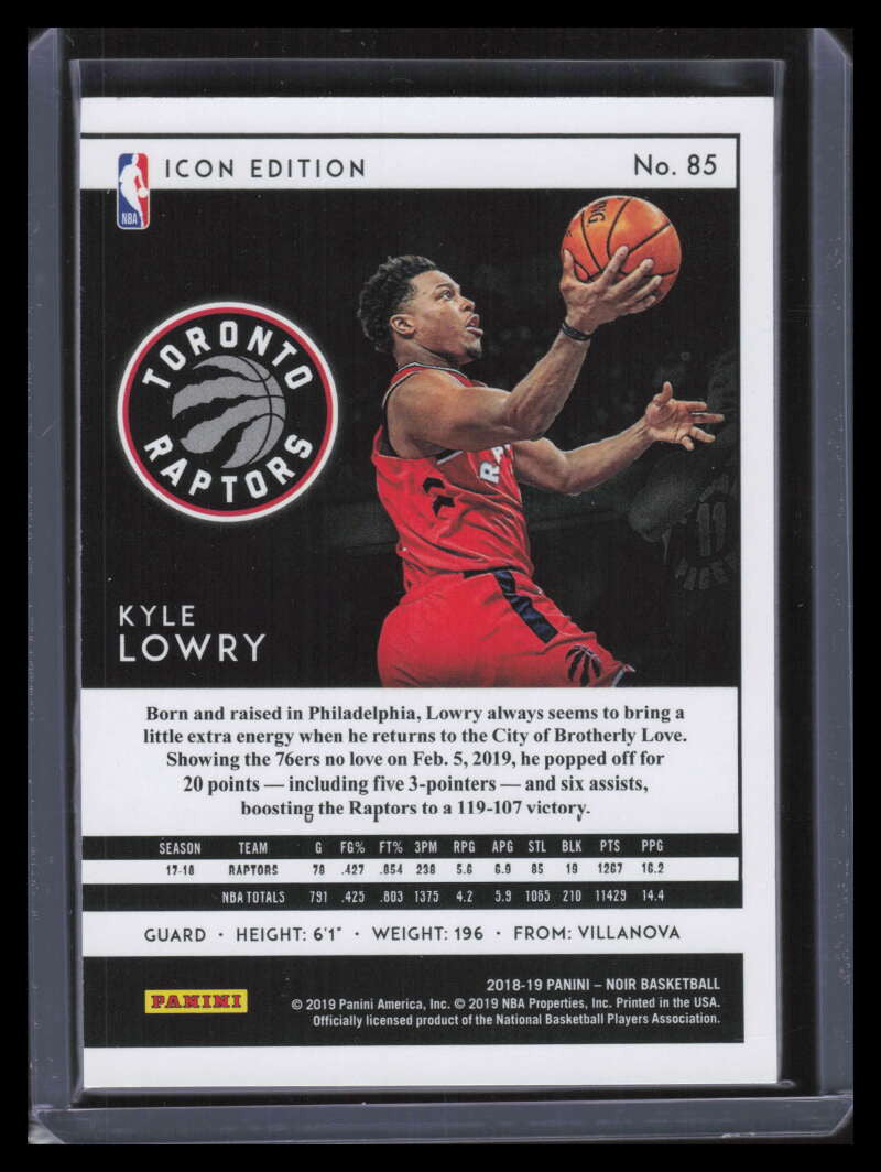 2018-19 Panini Noir 85 Kyle Lowry I 27/85 Icon Edition