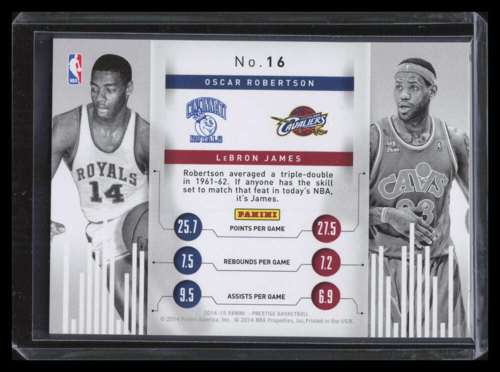 2014-15 Prestige Premium Connections 16 Oscar Robertson LeBron James