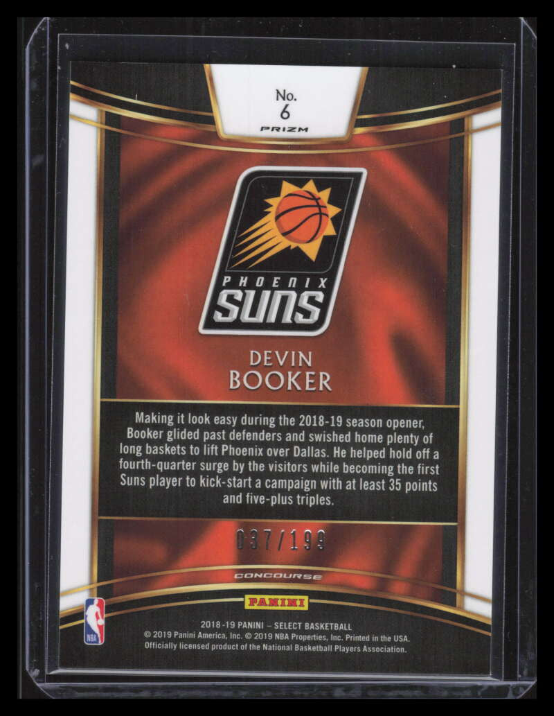 2018-19 Select Prizms Red Refractor 6 Devin Booker 37/199 Concourse