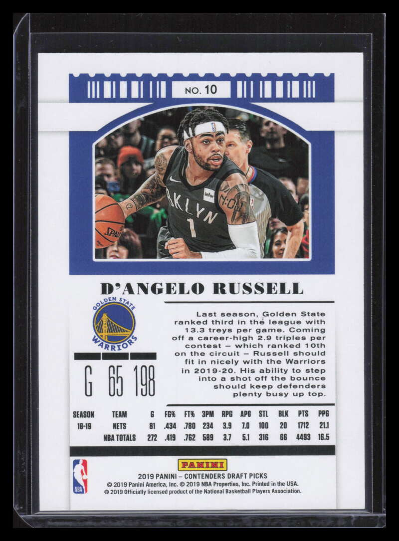 2019-20 Panini Contenders Draft Picks Playoff Ticket 10 D'Angelo Russell 8/18