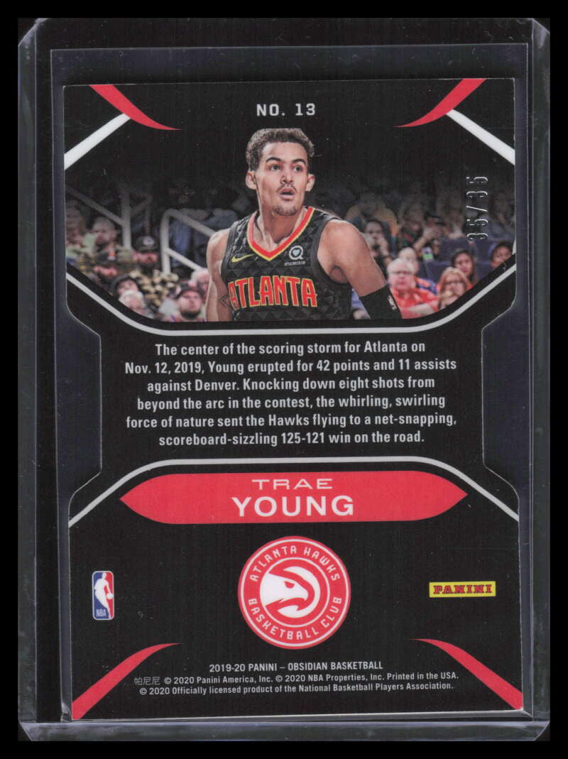 DELETE 139391 2019-20 Panini Obsidian Pitch Black Electric Etch Orange 13 Trae Young 35/35