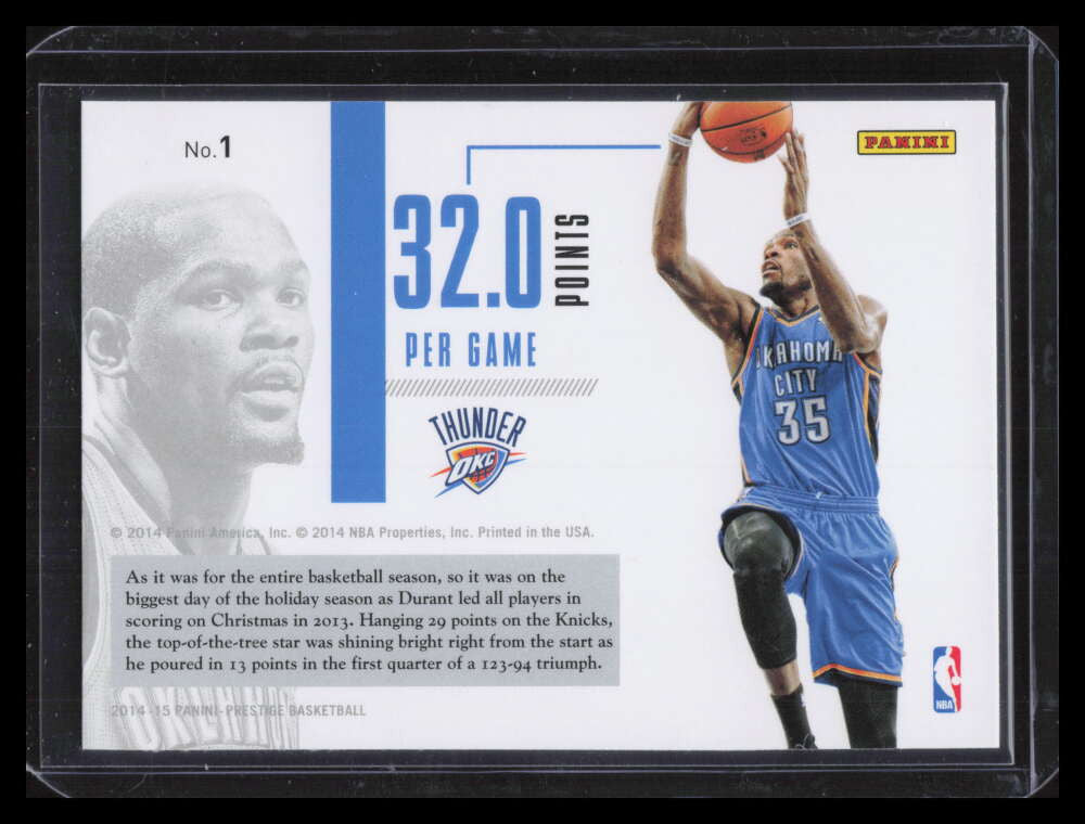 SOLD 139402 2014-15 Prestige Plus Playmakers 1 Kevin Durant