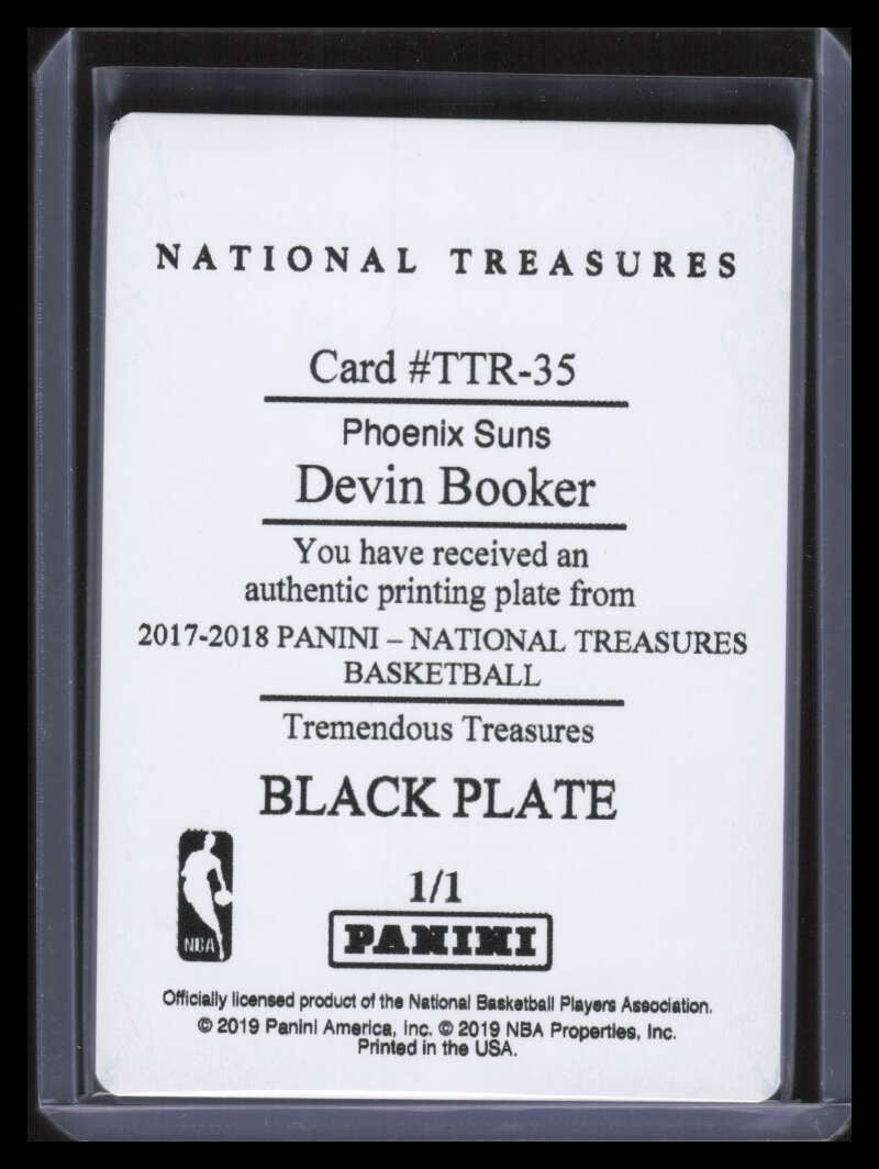 2017-18 Panini National Treasures Tremendous Printing Plate 35 Devin Booker 1/1