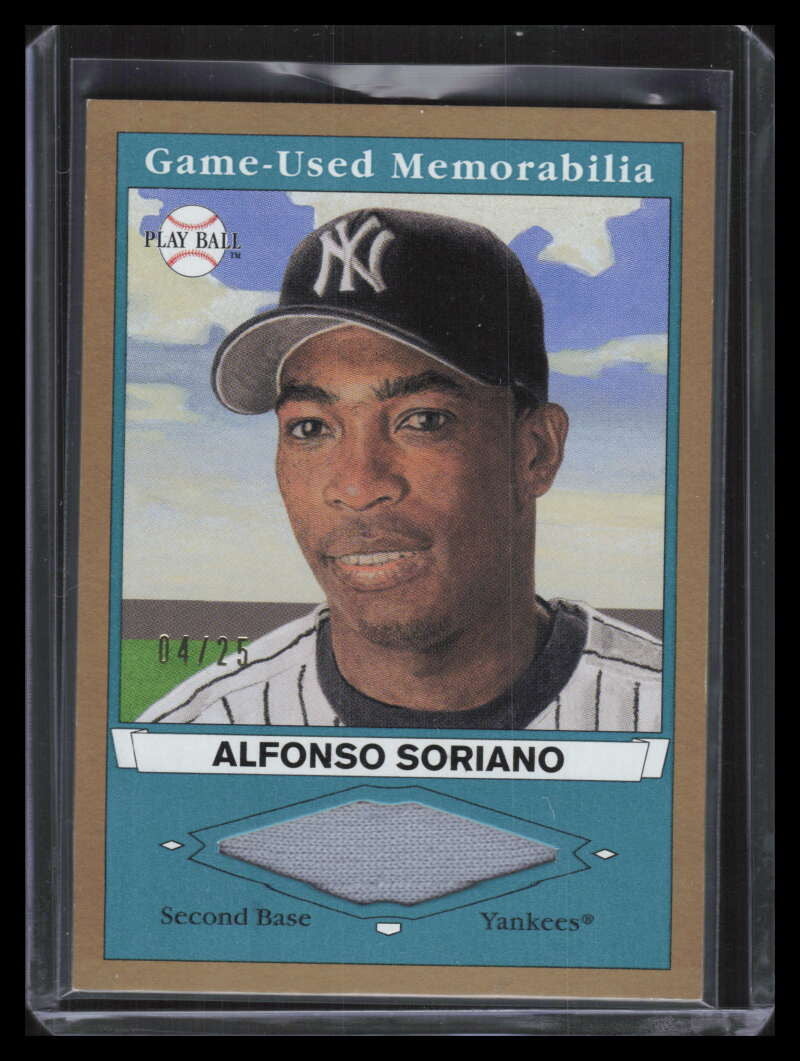 2003 Upper Deck Play Ball Game Used Memorabilia Gold Alfonso Soriano Jersey 4/25