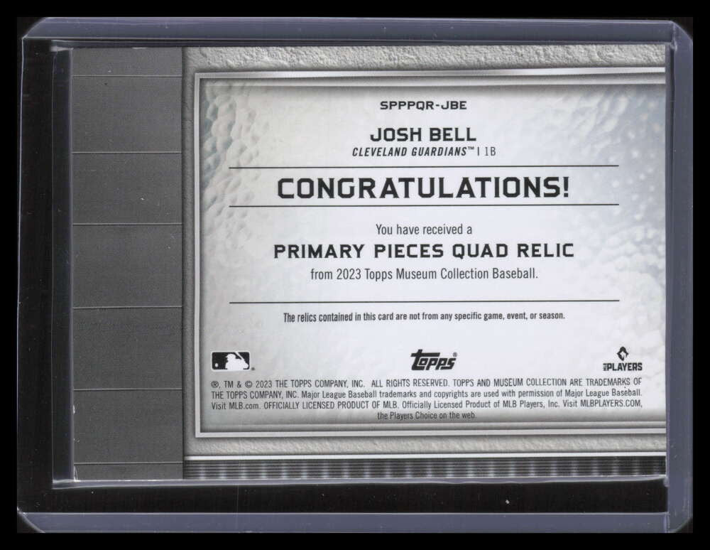 2023 Topps Museum Primary Pieces Amethyst Josh Bell Quad Bat Jersey 15/15