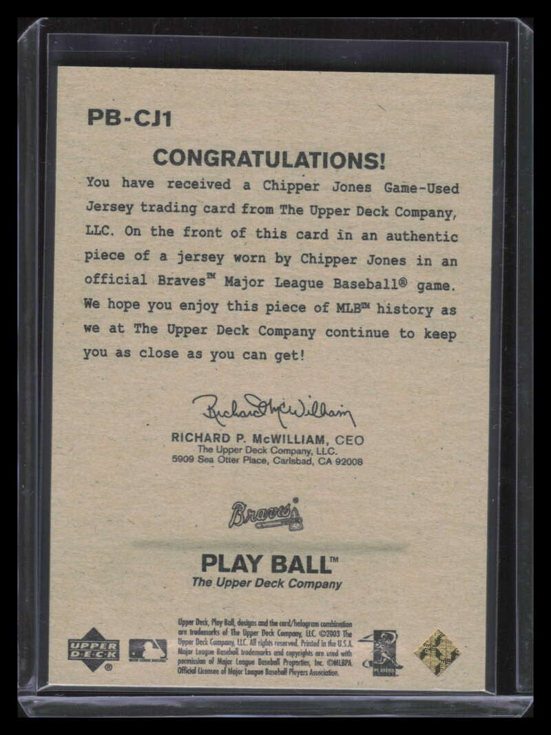 2003 Upper Deck Play Ball Game Used Memorabilia Gold Chipper Jones Jersey 21/25