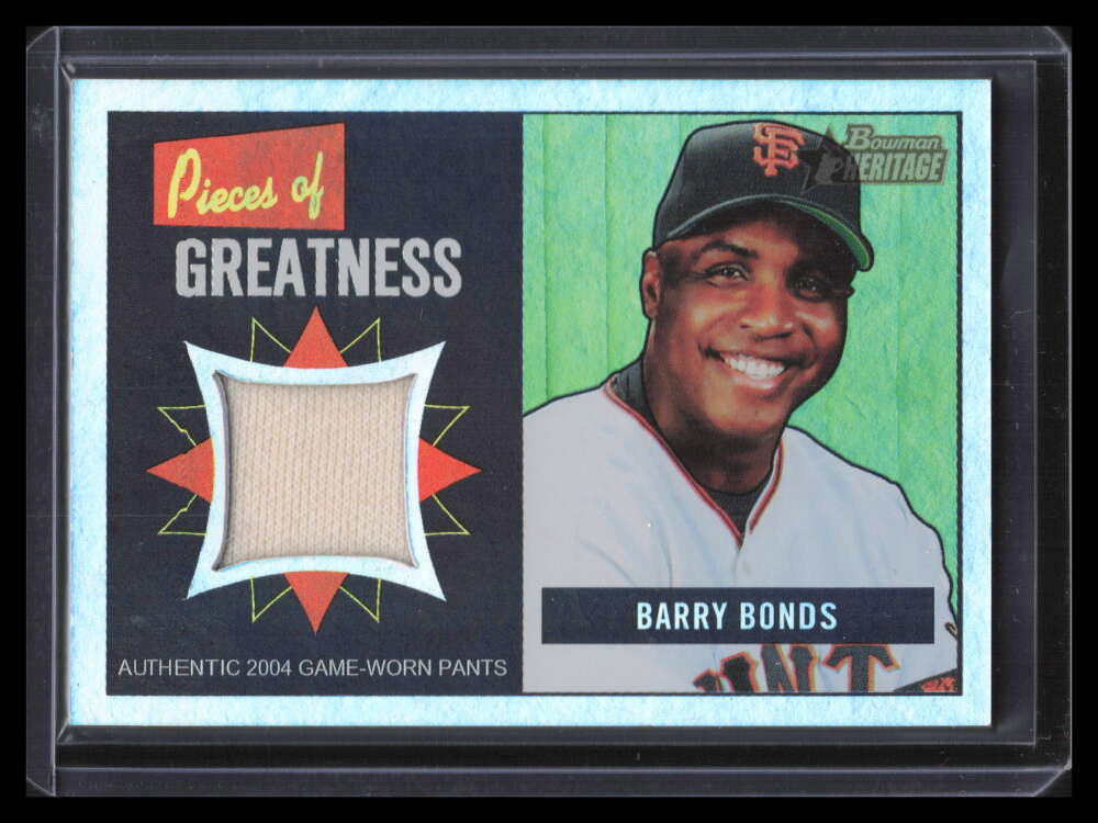 2005 Bowman Heritage Pieces of Greatness Rainbow Relics Barry Bonds Jersey 32/51