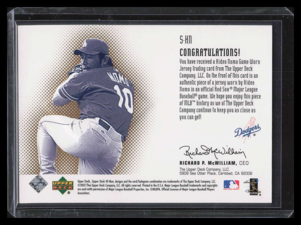 2002 Upper Deck 40-Man Super Swatch Gold SHN Hideo Nomo Jersey 11/40