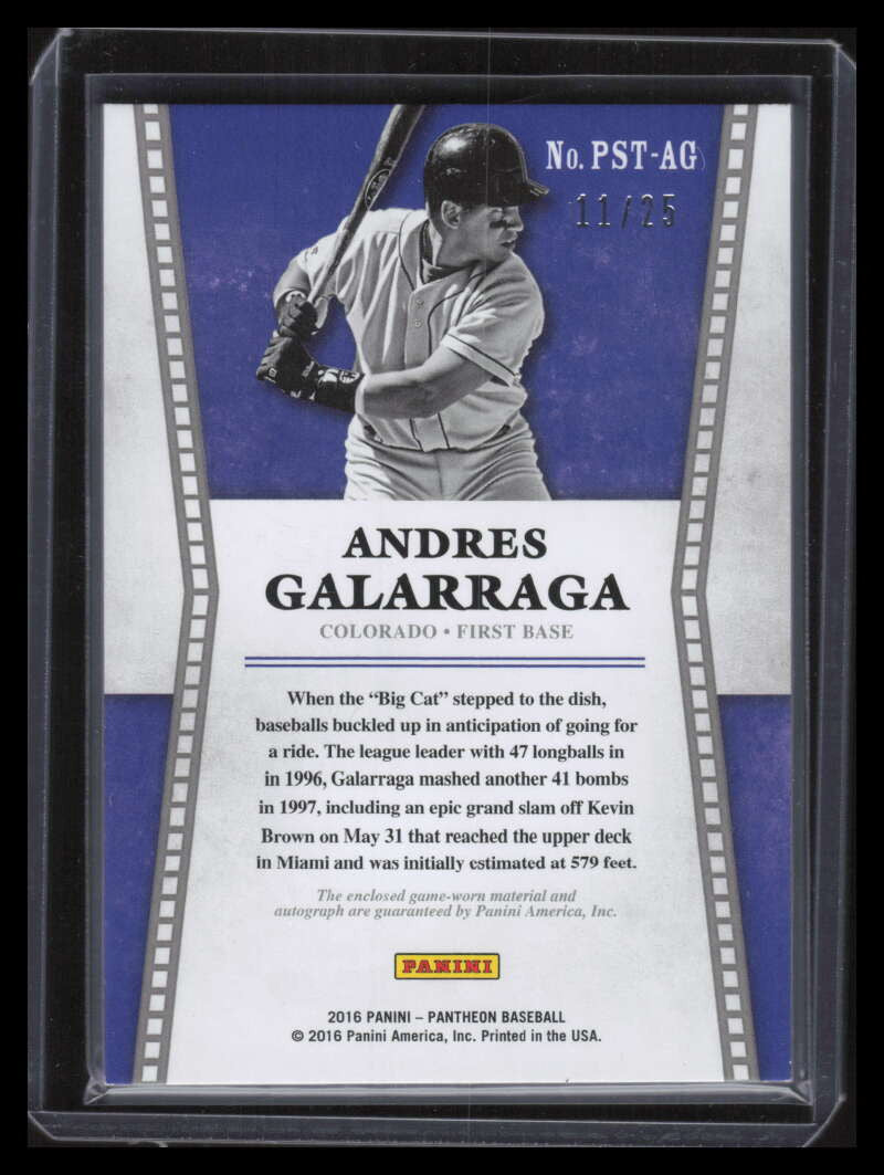 2016 Panini Pantheon Scripts Materials Gold 1 Andres Galarraga Jersey Auto 11/25