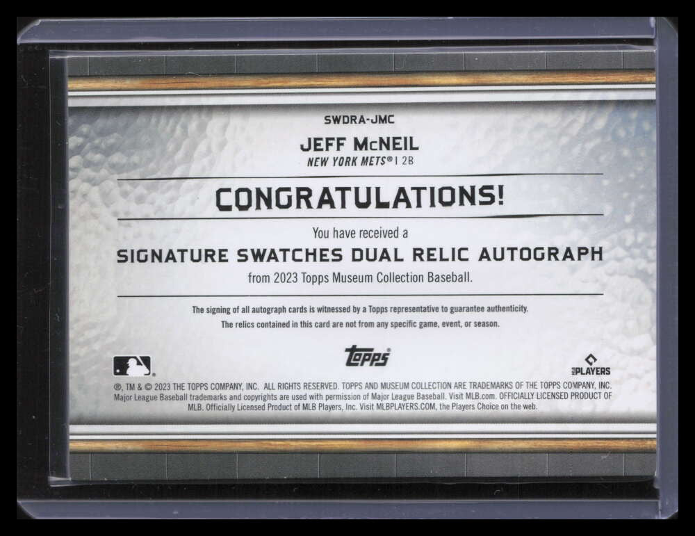 2023 Topps Museum Signature Swatches Autographs Jeff McNeil Jersey Auto 130/299