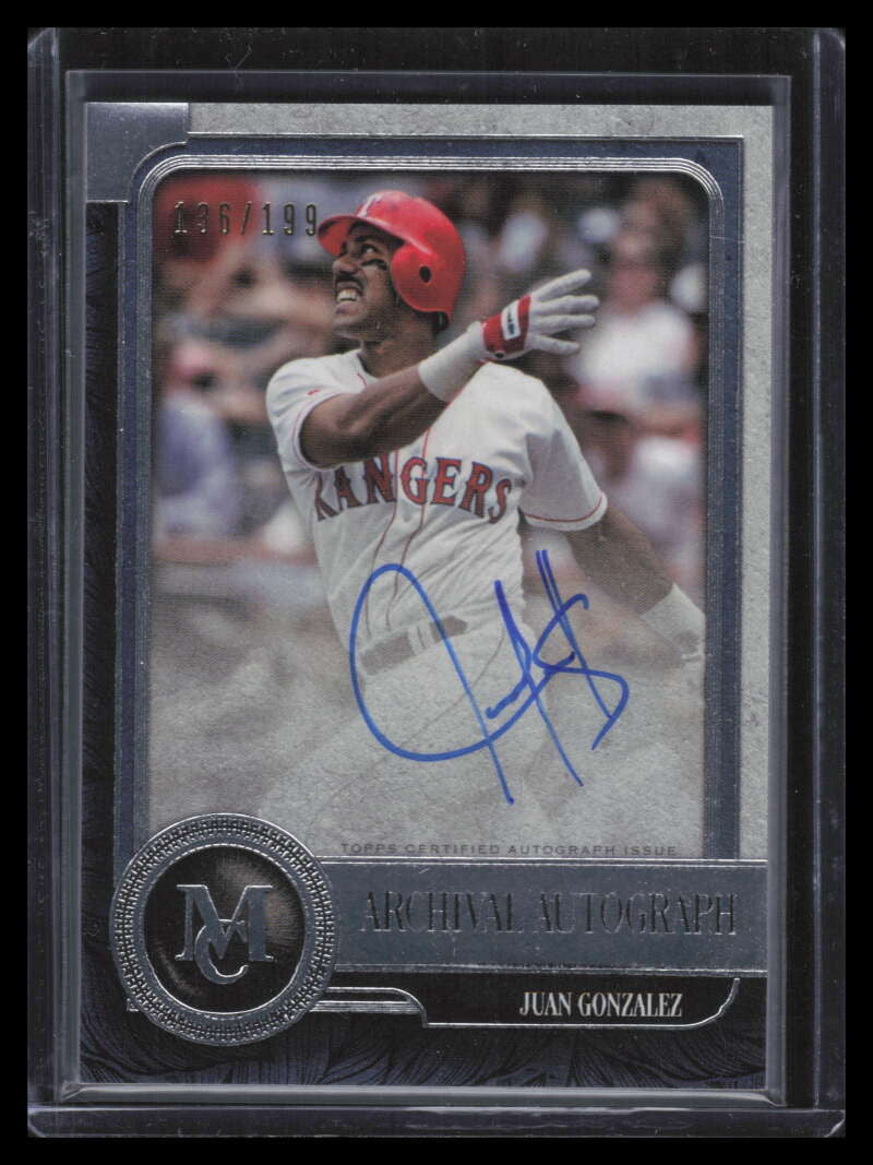 2019 Topps Museum Collection Archival Autographs AAJG Juan Gonzalez Auto 136/199