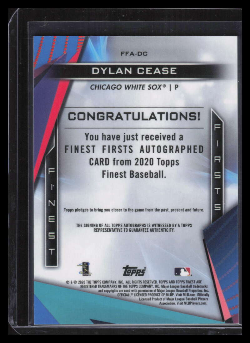2020 Finest Firsts Autographs Green Wave Refractor Dylan Cease Rookie Auto 5/99