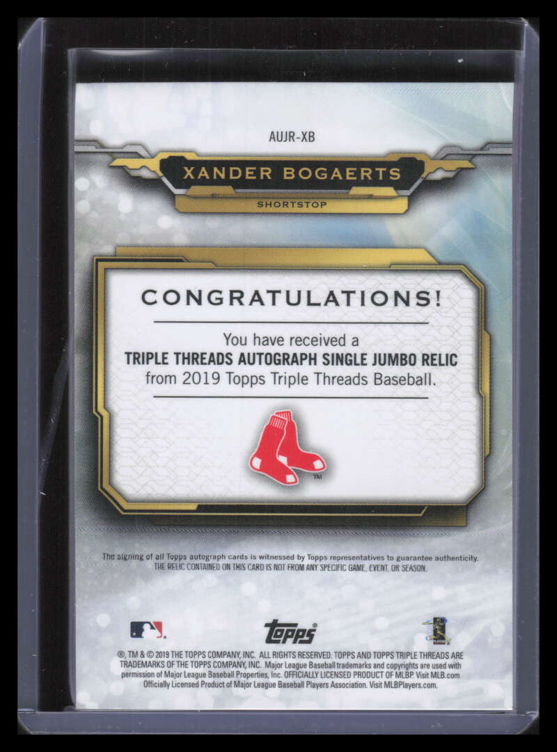 2019 Topps Triple Threads Autograph Jumbo Xander Bogaerts Jersey Auto 57/99