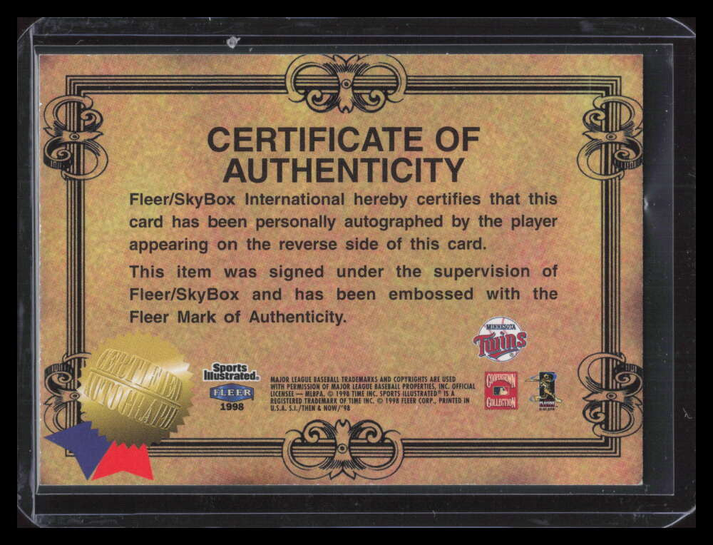 DELETE 139663 1998 Sports Illustrated Then and Now Autographs 4 Harmon Killebrew Auto /500