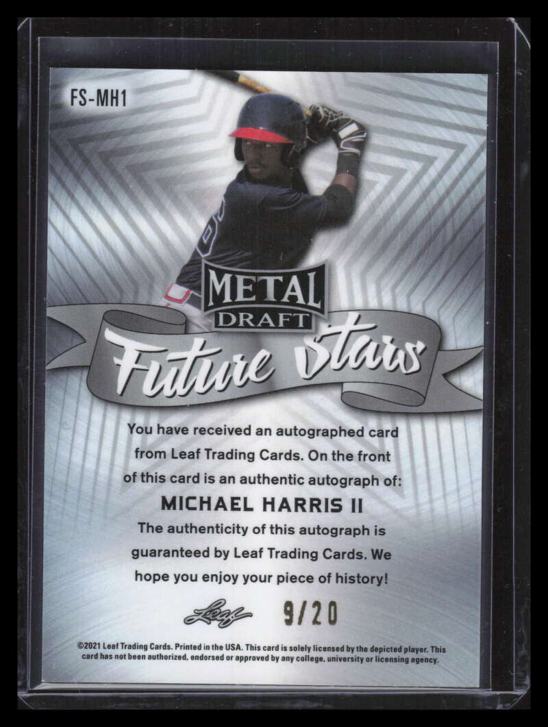 2021 Leaf Metal Draft Future Stars Pink fsmh1 Michael Harris Rookie Auto 9/20