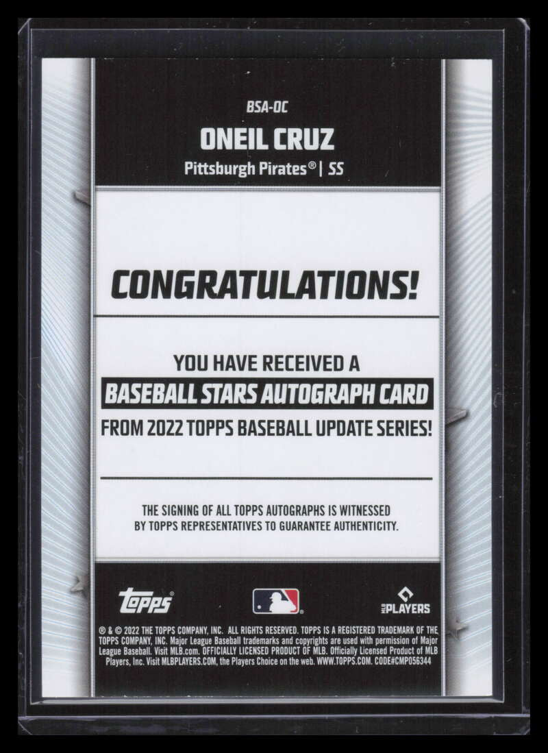 2022 Topps Update Stars Autographs Gold BSAOC Oneil Cruz Rookie Auto 25/50