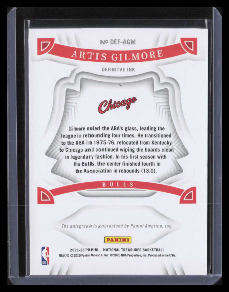 DELETE 139766 2022-23 Panini National Treasures Definitive Ink 34 Artis Gilmore Auto 49/99