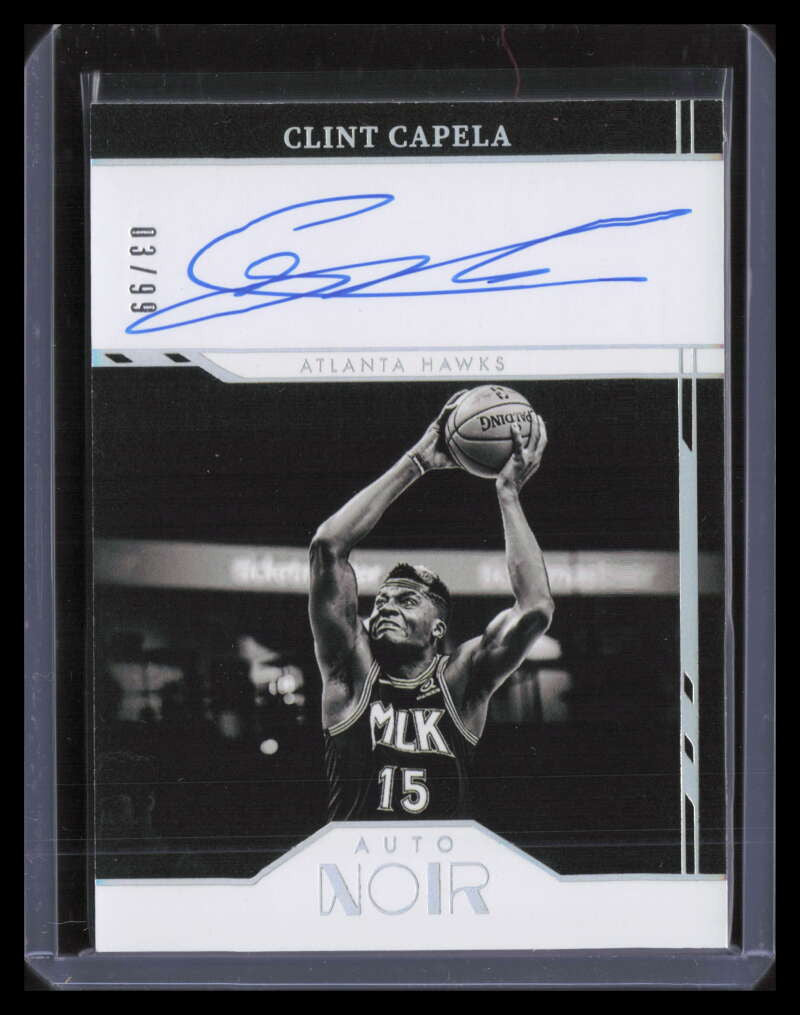 2021-22 Panini Noir Black and White Autographs 14 Clint Capela Auto 3/99