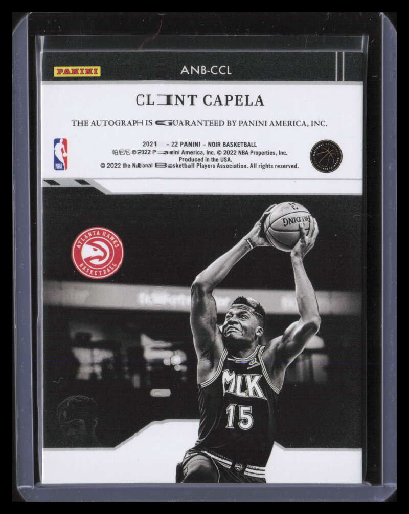 2021-22 Panini Noir Black and White Autographs 14 Clint Capela Auto 3/99