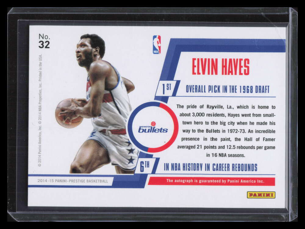 2014-15 Prestige Premium Bonus Shots Autographs Blue 32 Elvin Hayes Auto 9/15