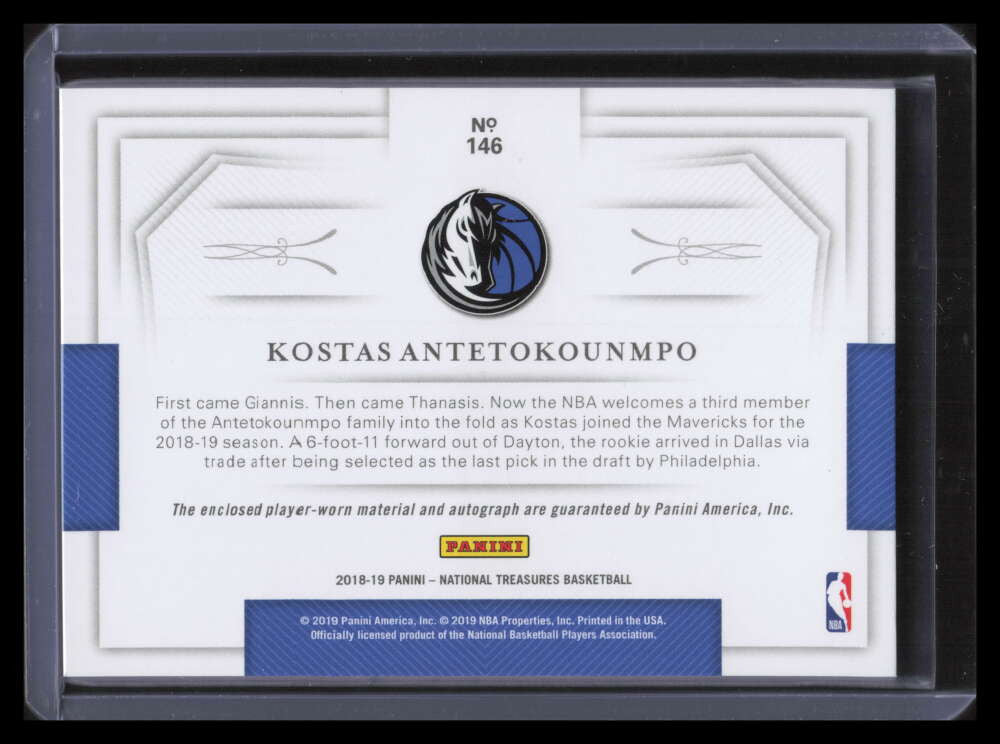 2018-19 National Treasures Bronze Kostas Antetokounmpo Rookie Patch Auto 18/25