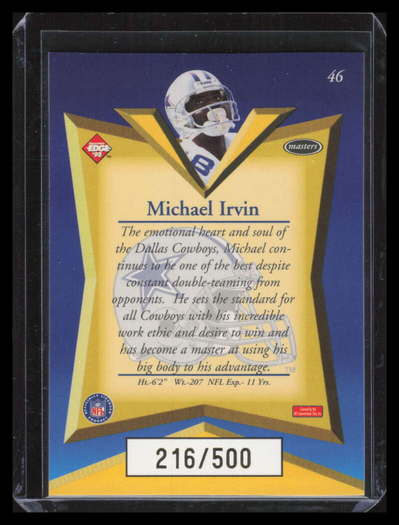 1998 Collector's Edge Masters Gold Redemption 5000 46 Michael Irvin 216/500