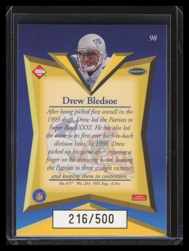 1998 Collector's Edge Masters Gold Redemption 5000 98 Drew Bledsoe 216/500