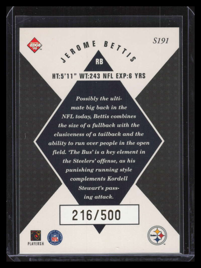 1998 Collector's Edge Masters Gold Redemption 5000 191 Jerome Bettis SM 216/500