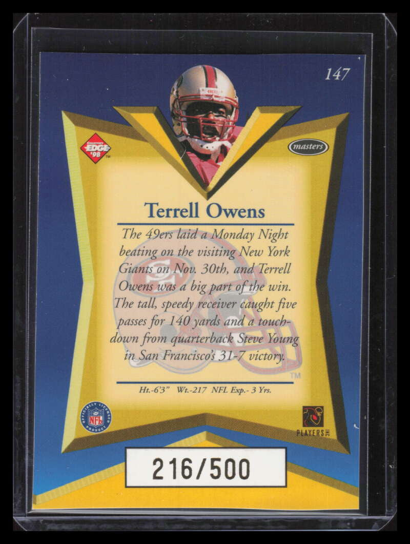1998 Collector's Edge Masters Gold Redemption 5000 147 Terrell Owens 216/500