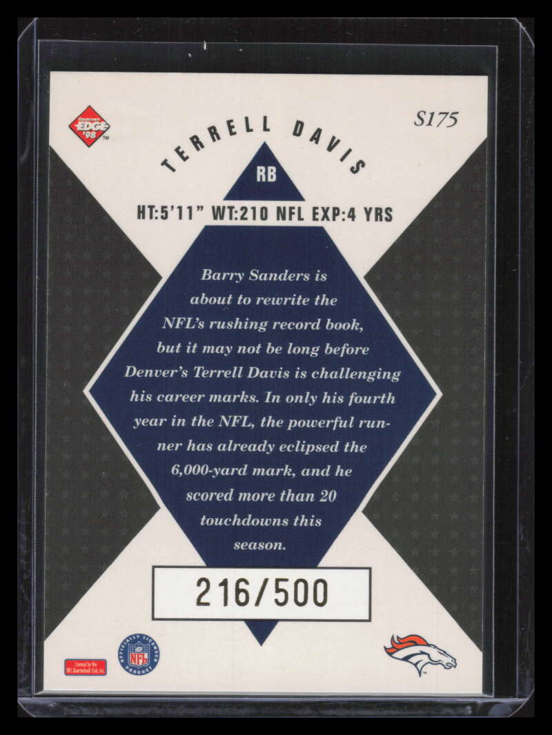 1998 Collector's Edge Masters Gold Redemption 5000 175 Terrell Davis SM 216/500