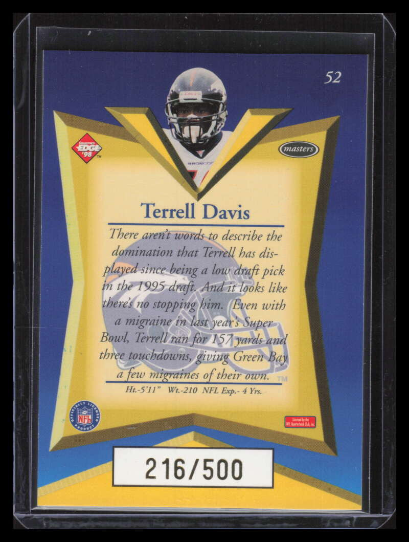 1998 Collector's Edge Masters Gold Redemption 5000 52 Terrell Davis 216/500