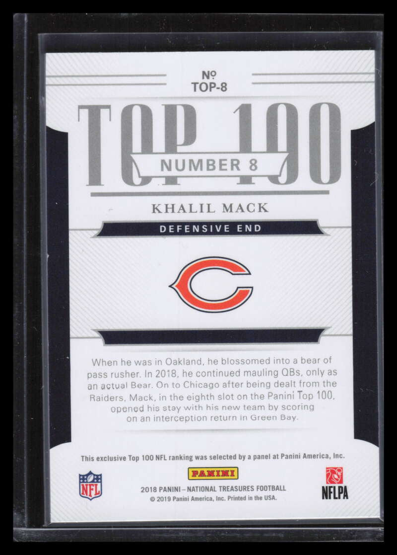 2018 Panini National Treasures Top 100 Collection 8 Khalil Mack 50/75