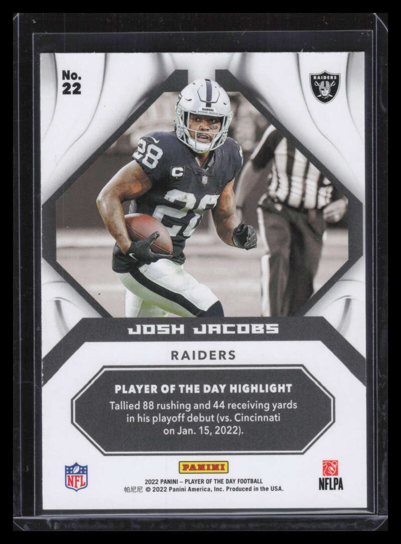 2022 Panini Player of the Day Blue 22 Josh Jacobs 5/25