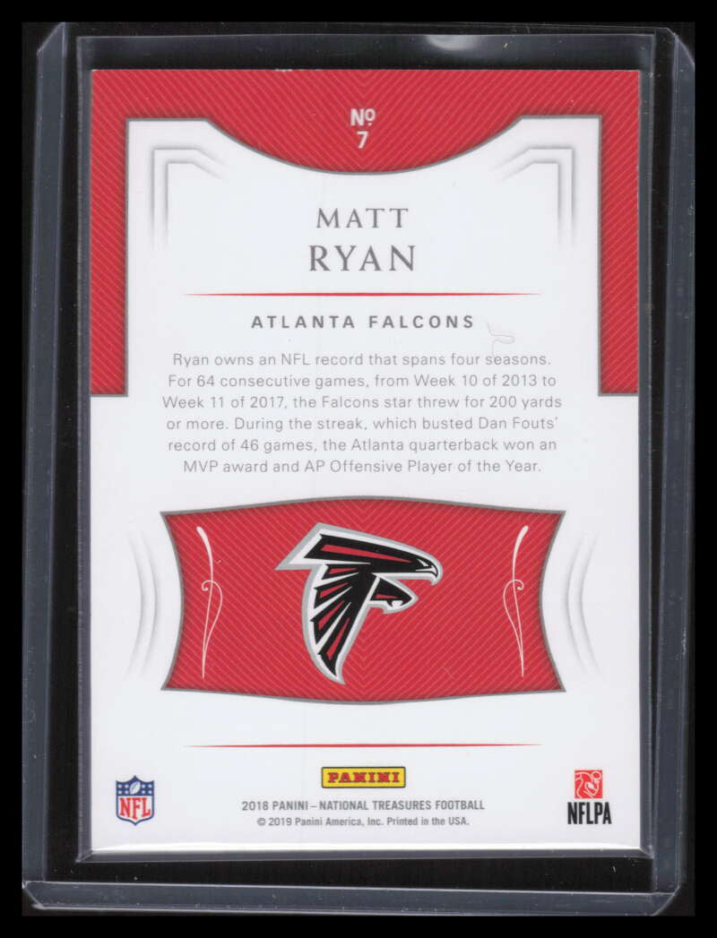 2018 Panini National Treasures Purple 7 Matt Ryan 25/50