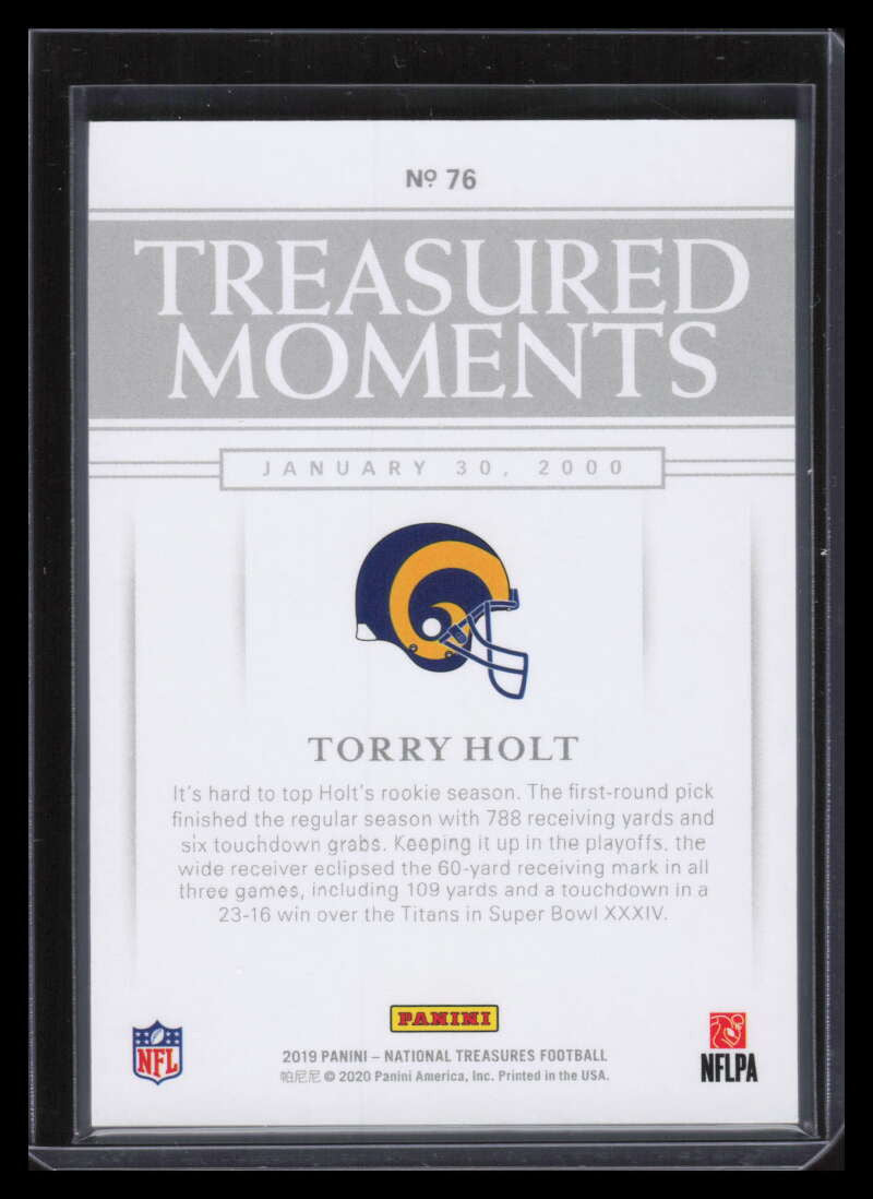 2019 Panini National Treasures Treasured Moments 76 Torry Holt 36/75